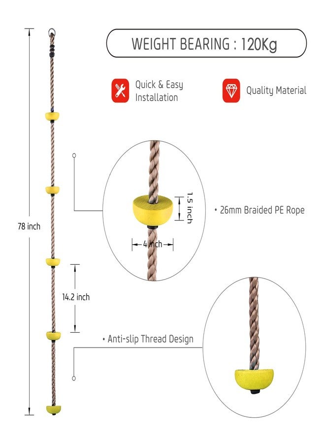 Toy Park Plastic Knot Rope/Kids Climbing Rope with 5 Plastic Knots Ideal for Tree Houses and Climbing Frames (Yellow) - Image 3